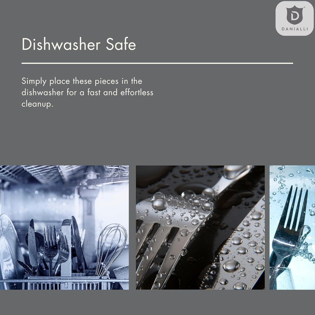 DANIALLI Silverware Set for 6 | 18/10 Stainless Steel Flatware Set | Mirror Finish, Heavy-Duty, Dishwasher Safe, Elegant & Durable, Built to Last (30-Piece, Marettimo)