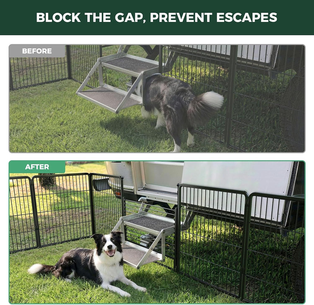 FXW Instant Unleashed Dog Playpen, Portable Pet Fence for Outdoor, RV Trips, and Camping, 32 inch, 16 Panels for Small and Medium Dogs with RV Step Grid│Patented