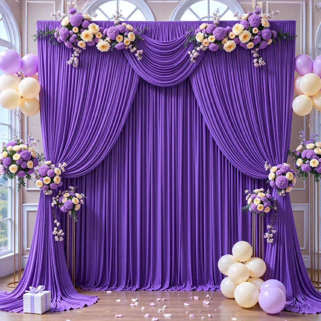 50ft x 12ft Purple Backdrop Curtains Wrinkle Free Backdrop Curtain for Wedding Parties Purple Fabric Backdrops Drapes Back Drop Cloth Bridal Shower Stage Curtains Wedding Decorations for Reception