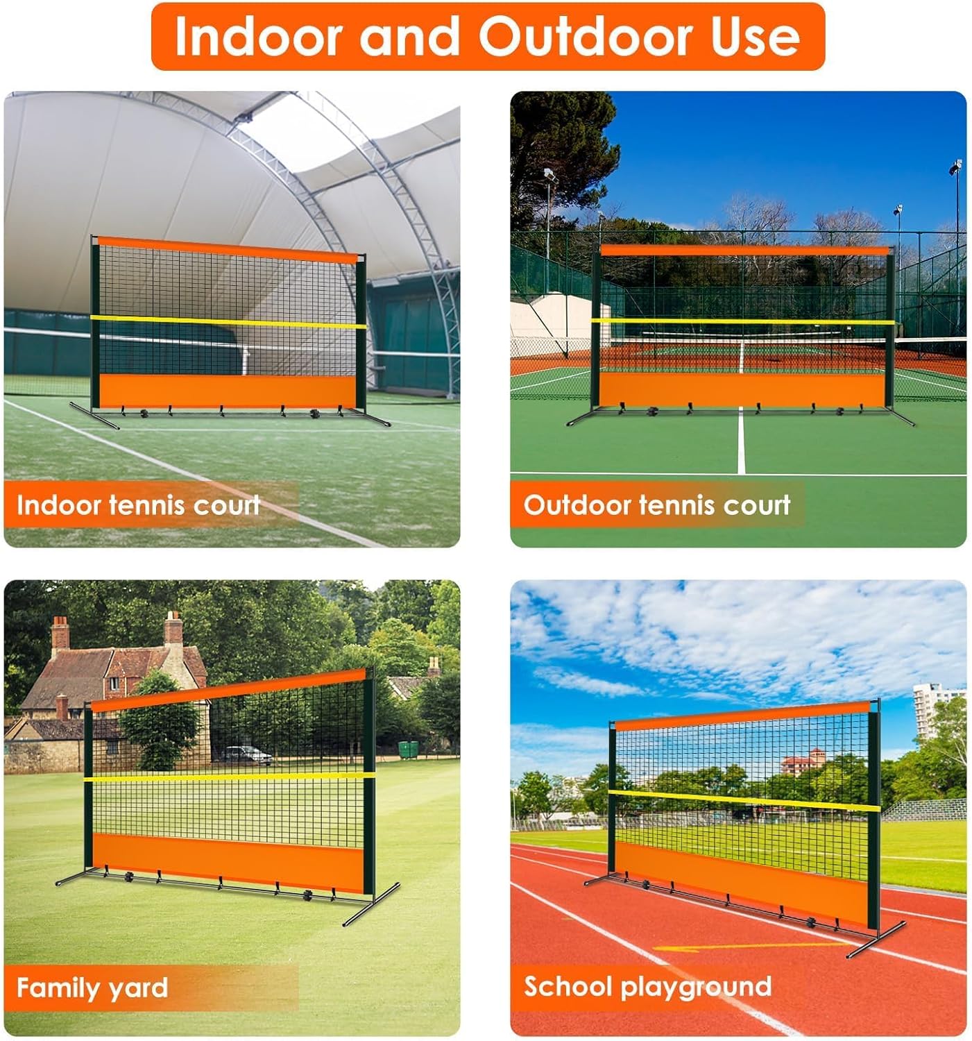 ORIENGEAR Tennis Rebound Practice Wall - 12ft x 6ft Rebounder Net for Racquet Sports, Ball & Pickleball, Training Backboard for Court Backyard and Indoor & Outdoor Use