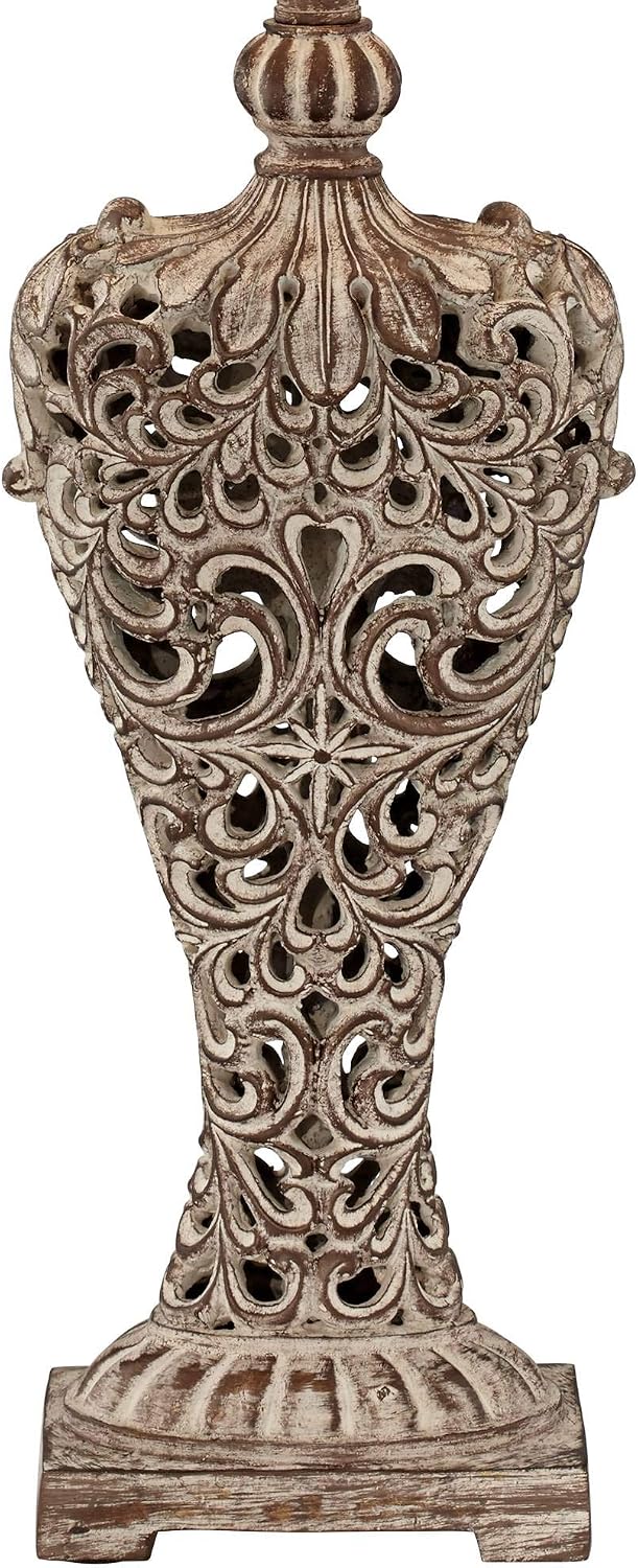 Regency Hill Elle Traditional Antique Table Lamp 33' Tall Classic Gold Open Scroll Bronze Off White Oval Shade Decor for Living Room Bedroom House Bedside Nightstand Home Entryway