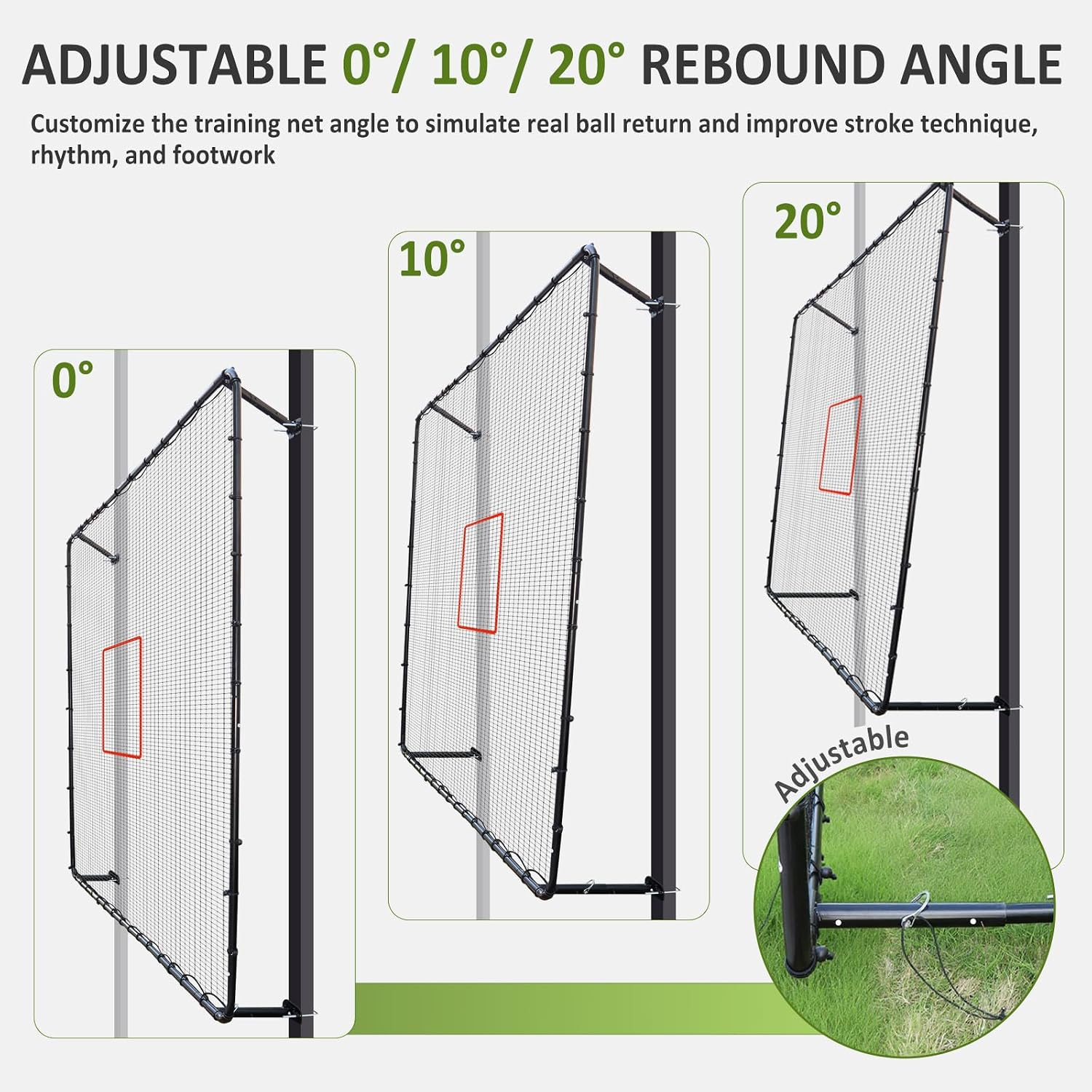 Fence-Mount Tennis Rebounder Net 12x8FT – Space-Saving Tennis Practice Wall with Adjustable Rebound Angle – Solo Training Net Fits Most Fence Poles, Heavy-Duty Frame for Outdoor Practice