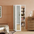 180 Degree Bifold Door, for 36″x 80″ Door Openings, White 1-Lite Mirrored Folding Door with Hinges Hardware Set, Full Access Bifold Closet Doors Perfect for Room Dividers
