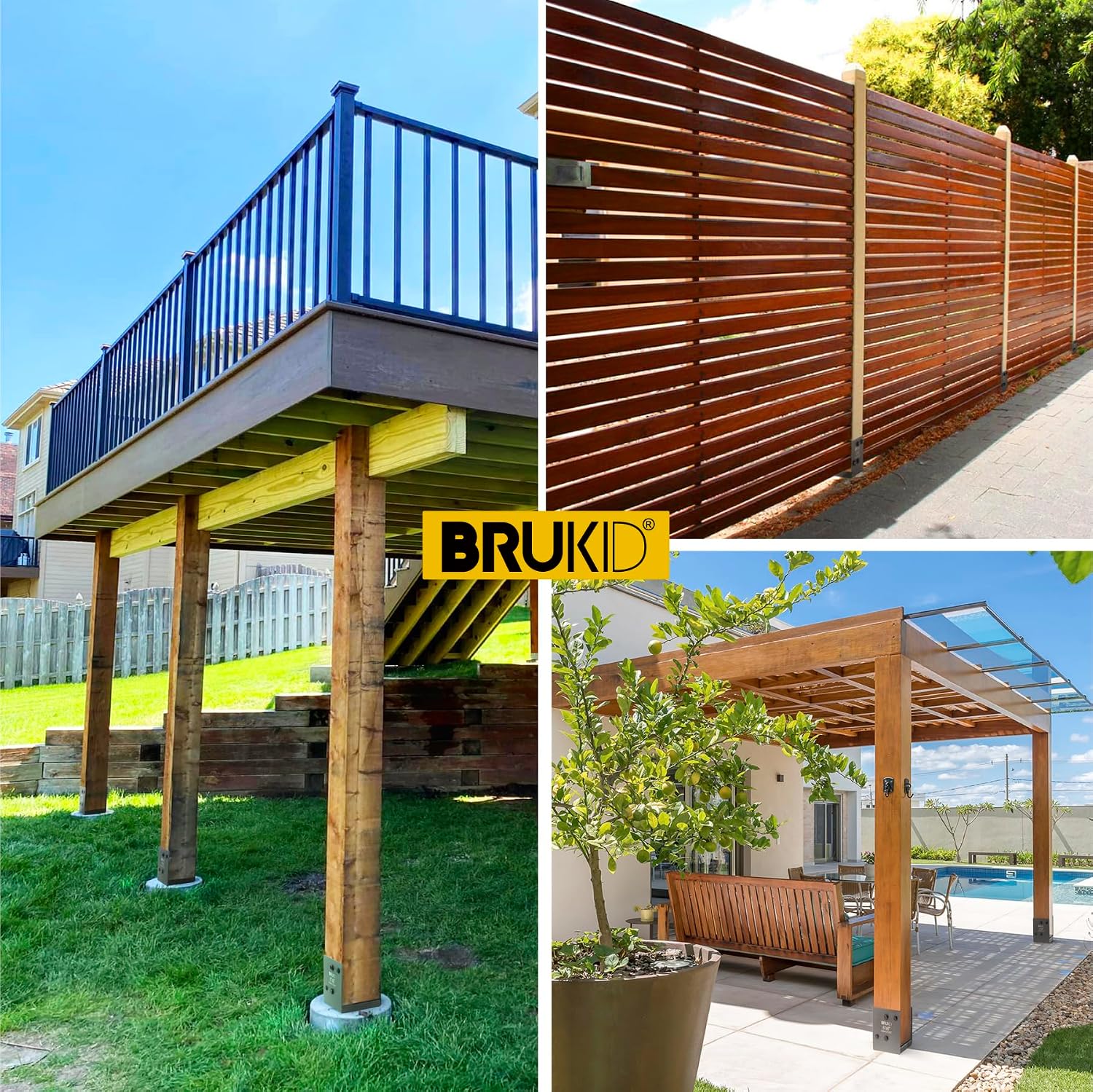 Stainless Steel 4 x 4 (Actual: 3.5' x 3.5') Deck Post Base, Post Anchor Bracket, Concrete Support Anchor Base for Deck Railing, Fences, Mailboxes (4pack- Dark Gray)