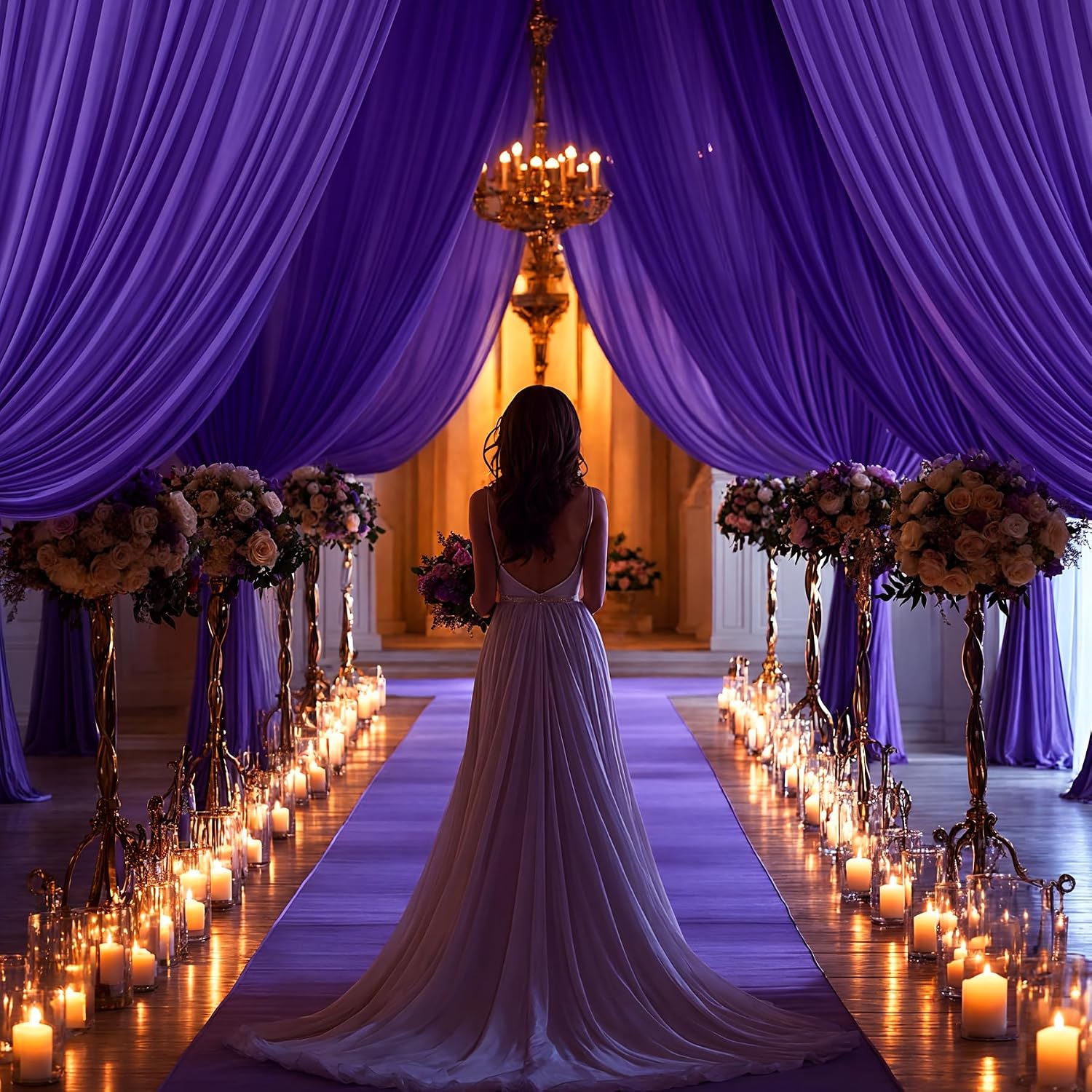 40x10FT Dark Purple Backdrop Curtains for Wedding Parties, Wrinkle Free Polyester Photography Backdrop Drapes for Baby Shower Birthday Parties Stage Background Stand Decorations 4x10ft,10 Panels