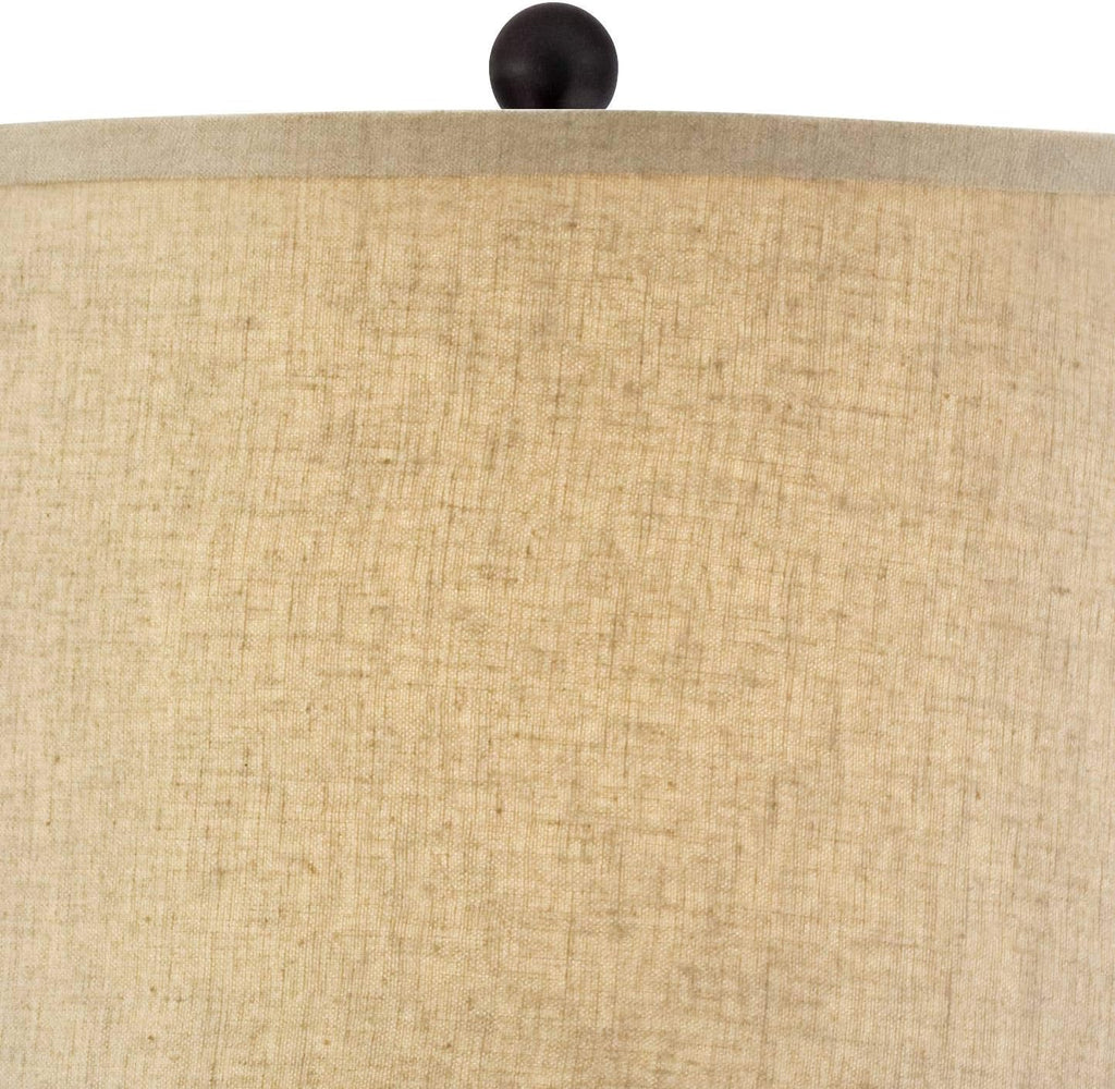 Regency Hill Tropical Natural Cottage Core Jar Table Lamps 29' Tall Set of 2 Weathered Brown Woven Wicker Beige Linen Fabric Drum Shade Decor for Living Room Bedroom House Bedside Nightstand Home