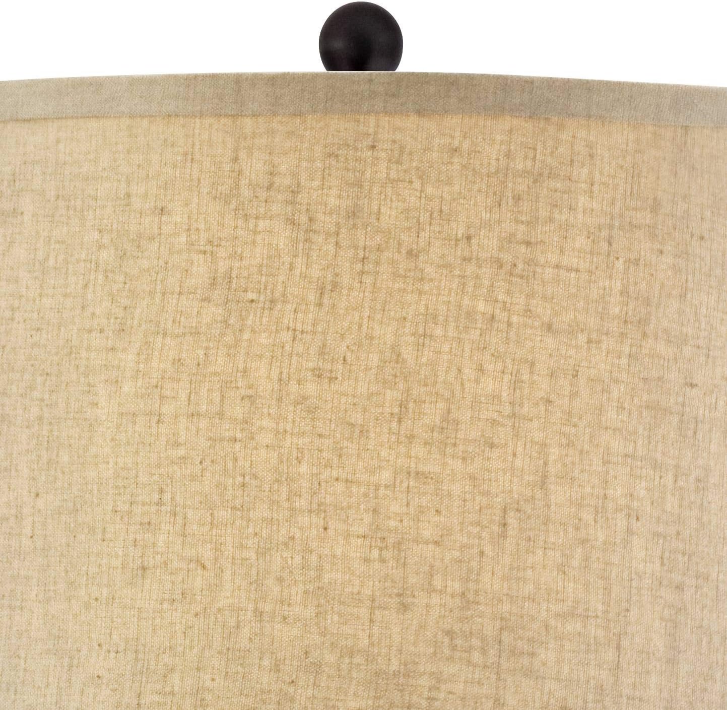 Regency Hill Tropical Natural Cottage Core Jar Table Lamps 29' Tall Set of 2 Weathered Brown Woven Wicker Beige Linen Fabric Drum Shade Decor for Living Room Bedroom House Bedside Nightstand Home