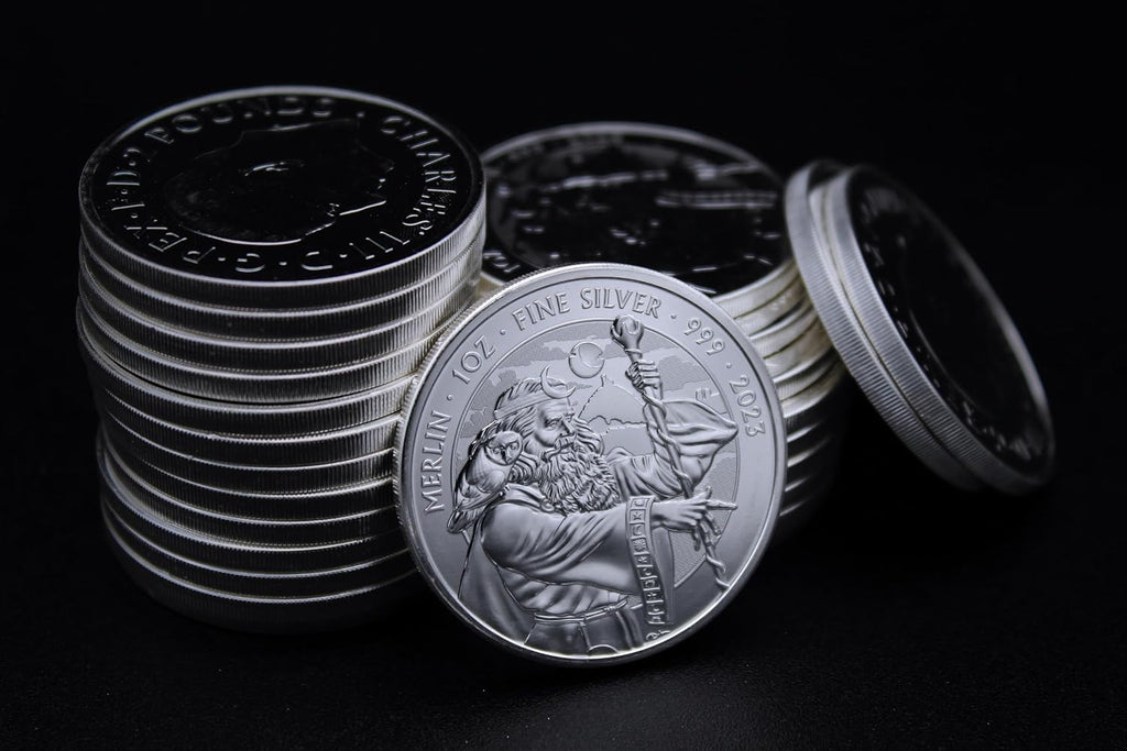 2023-1 oz British Silver Merlin Coin by the Royal Mint Brilliant Uncirculated with Certificate of Authenticity £2 Seller BU