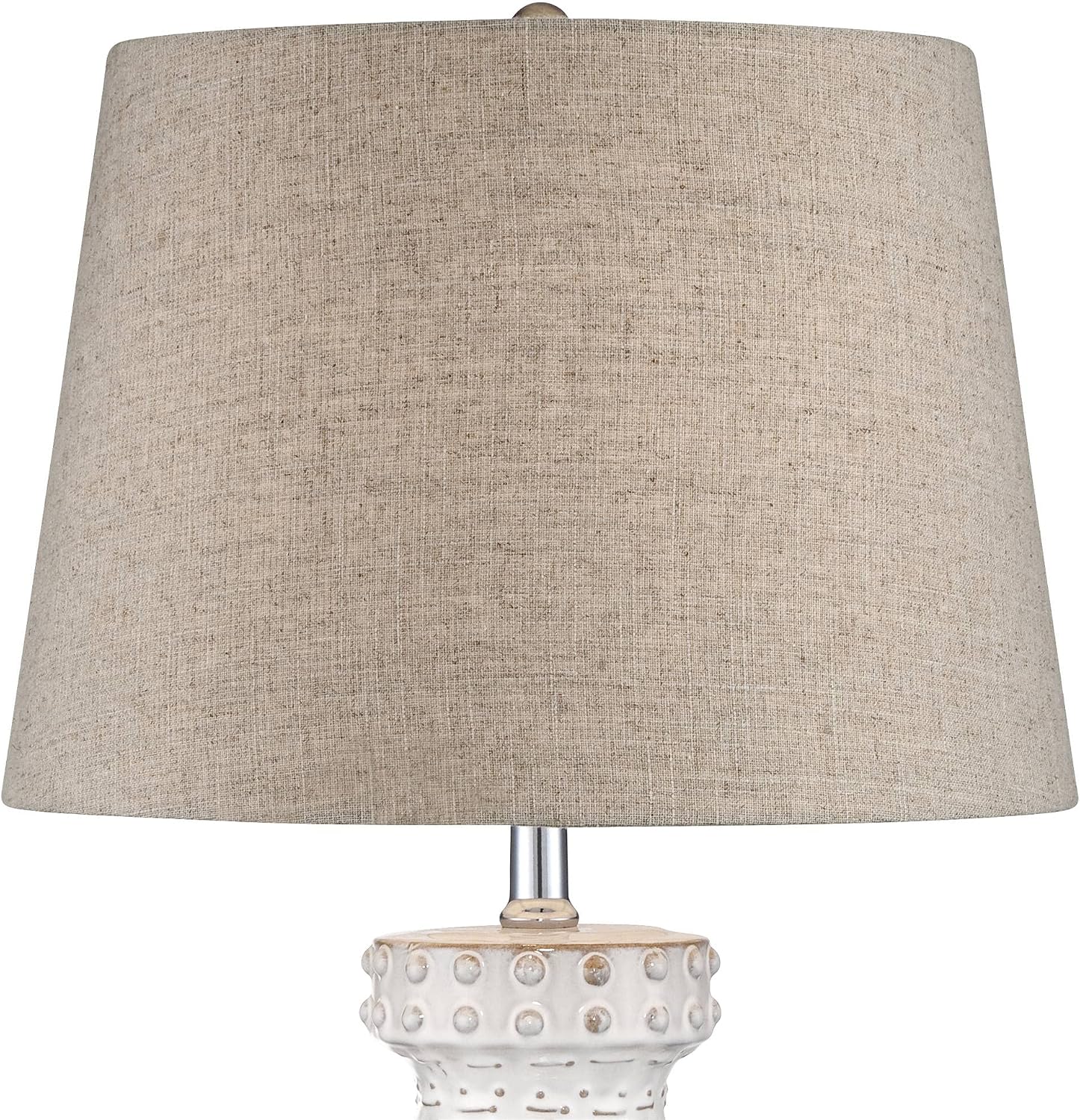 360 Lighting Helene Country Cottage Table Lamp Ceramic Rustic 26' High Cream White Glaze Tan Linen Tapered Drum Shade Decor for Living Room Bedroom House Bedside Home (Color May Vary)