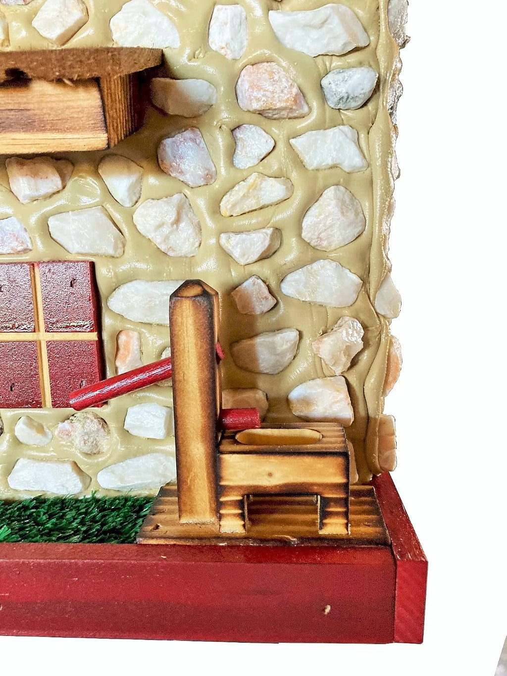 Stone House Wooden Mailbox Cedar Roof Red Trim Amish Made in USA