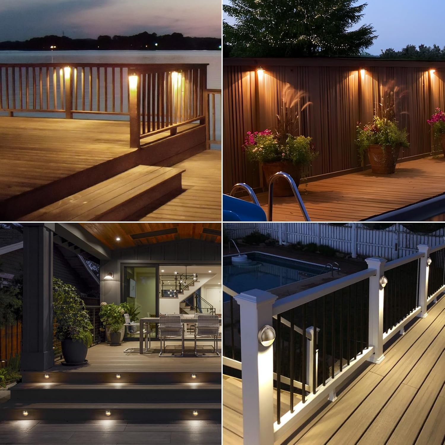 LEONLITE 12-Pack Update 5CCT LED Low Voltage Deck Lights, 180LM 3.74inch Landscape Step Railing Fence Light, 12-24V AC/DC, CRI90, Die-cast Aluminum Housing & Frosted Glass Lens, UL Cord, Bronze