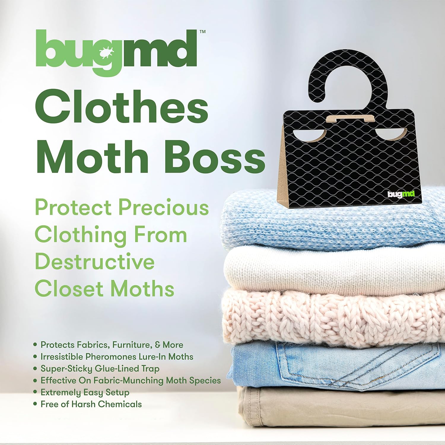 BugMD Clothes Moth Boss Traps (18 Count, Black) and Pantry Pest Patrol (18 Count, Black) Bundle