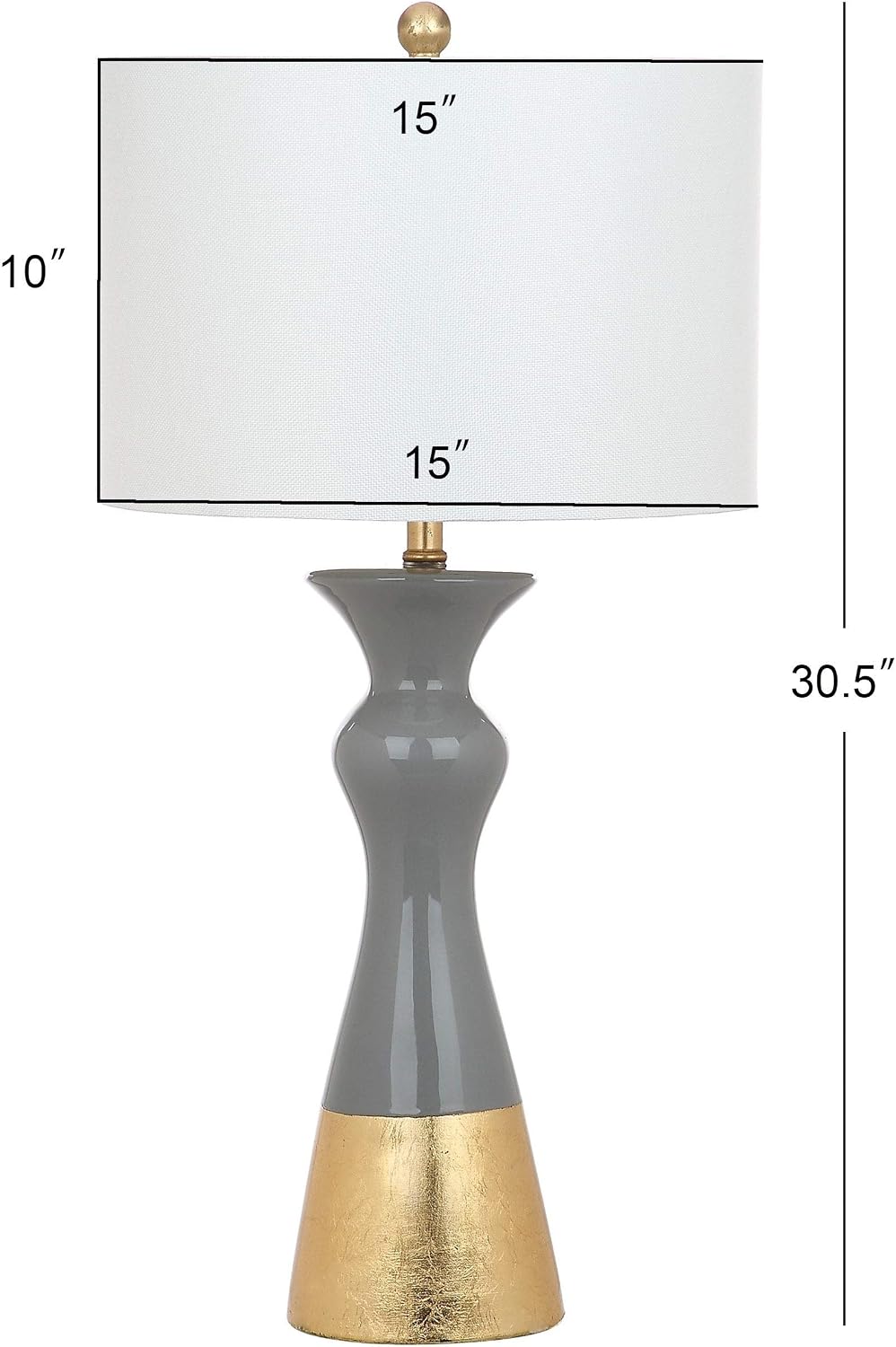 SAFAVIEH Lighting Collection Iris Modern Contemporary Grey / Gold Ceramic 31-inch Bedroom Living Room Home Office Desk Nightstand Table Lamp Set of 2 (LED Bulbs Included)