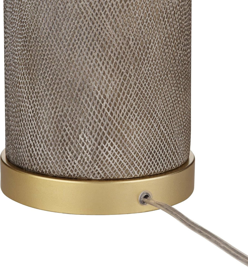 360 Lighting Gilson 24 3/4' High Modern Glam Luxe Table Lamps Set of 2 Gold Textured Gray Finish Ceramic Fabric White Shade Living Room Bedroom Bedside Nightstand House Office Home Reading