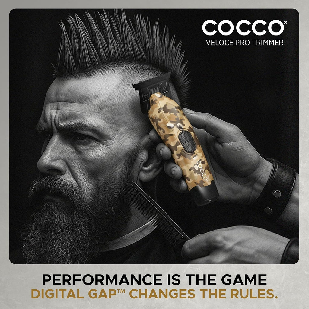Cocco Hyper Veloce Pro Trimmer, Digital Gap Graphene Blade Edger, High-Torque Brushless BLDC Motor, Cordless, All-Metal Design, Lithium-Ion Battery, Charging Base Included