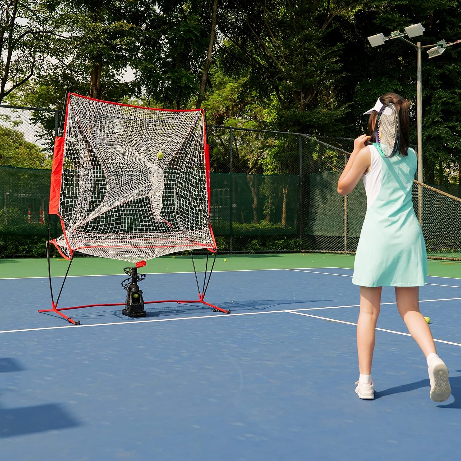 Furlihong 680NT 2 in 1 Tennis Ball & Baseball Training Machine and Net Combo, Ball Recycling System, Includes 680BH and NT01