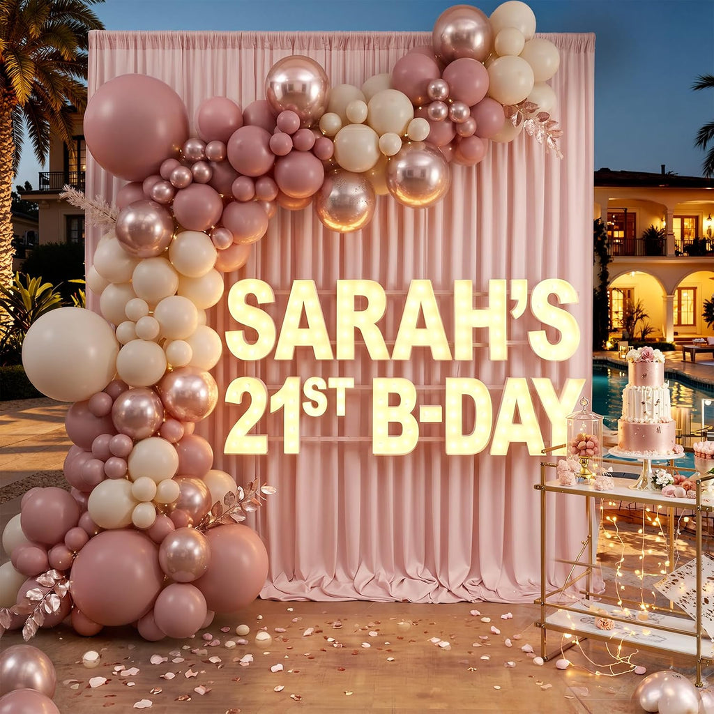 50ftx10ft Wrinkle Free Dusty Pink Backdrop Curtains for Parties, Silky Polyester Photo Backdrop Drapes 10 Panels 5x10ft Back Drop Cloth for Wedding Birthday Baby Shower Photography Background