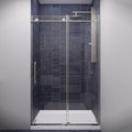 ANZZI 76 x 48 inch Frameless Shower Door | Brushed Nickel | Madam Complete Shower Kit | Water Repellent Sliding Glass Panel + Bottom Seal Strip Parts + Easy Glide Rollers | SD-AZ13-01BN