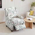 Pushback Recliner Chair, Floral Fabric Wingback Recliner Chair, Upholstered Rivet Trim Armchair Push Back Recliner Accent Chair for Small Spaces, Living Room, Bird