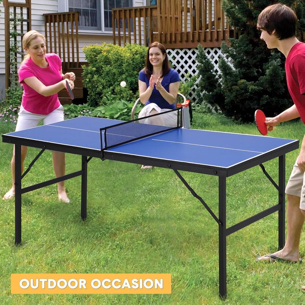 Foldable Ping Pong Table, Indoor/Outdoor Mesa De Ping Pong for Adults/Teens, Waterproof Table Tennis Table with 2 Table Tennis Paddles and 3 Balls, 5 Minute Assembly, 60 x 26 x 27.5 Inch