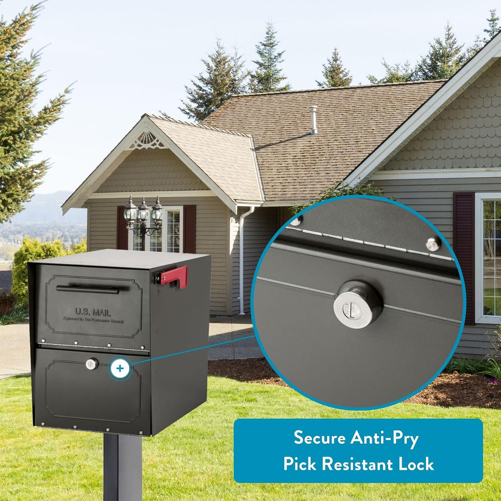 Architectural Mailboxes 6200Z-10 Oasis Classic Locking Post Mount Mailbox, 18'D x 11.5'W x 14'H ,Graphite Bronze
