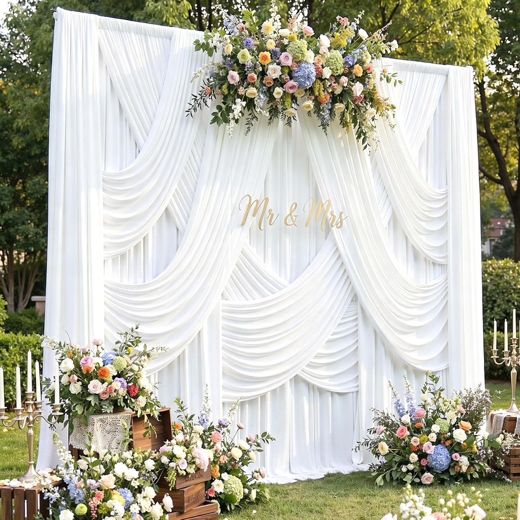 50ft x 15ft Long Backdrop Curtains for Wedding Parties, Wrinkle Free Polyester 10 Panels 15ft Long Photo Backdrop Drapes Back Drop Cloth Drapery for Birthday Photography Background Curtain