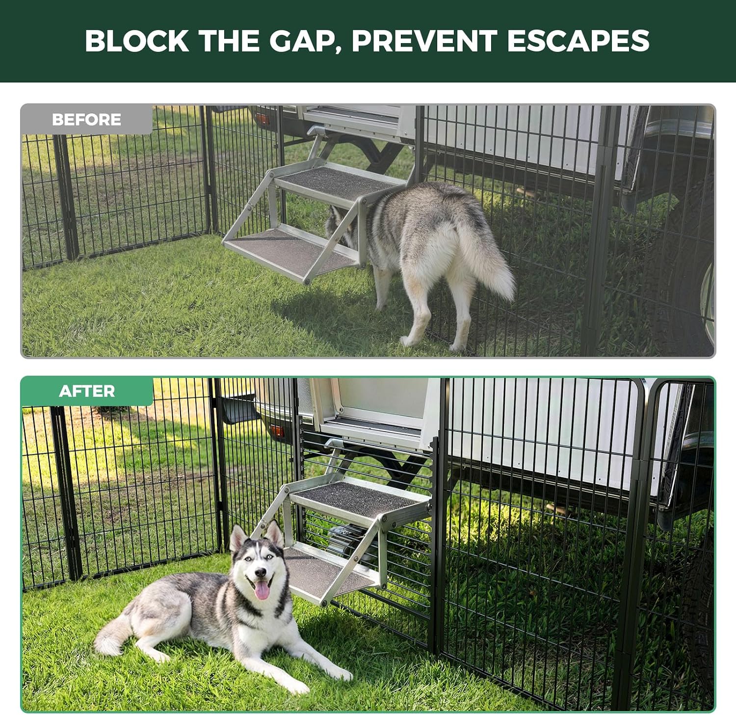 FXW Instant Unleashed Dog Playpen, Portable Pet Fence for Outdoor, RV Trips, and Camping, 40 inch, 16 Panels for Medium and Large Dogs with RV Step Grid│Patented
