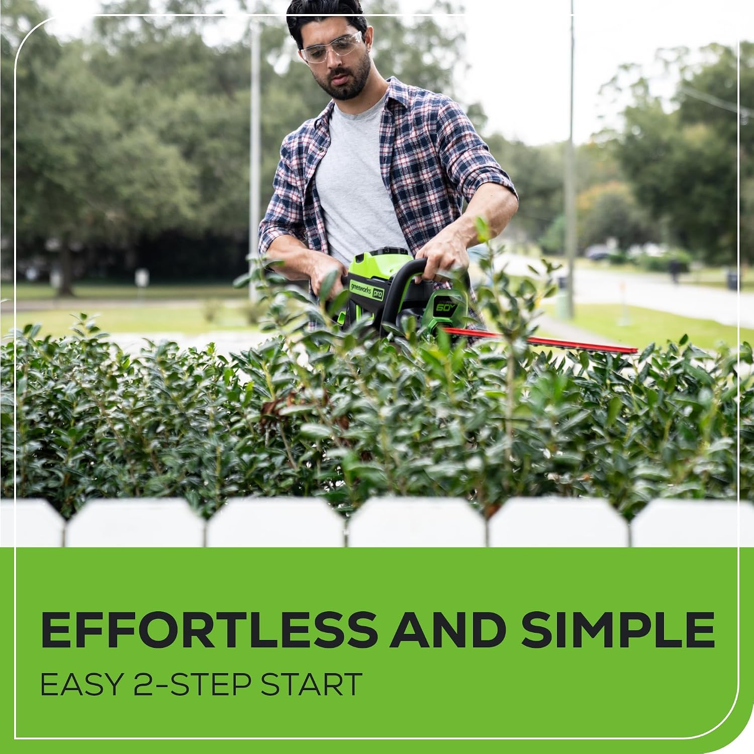 Greenworks 60V 26' Brushless Cordless Battery-Powered Hedge Trimmer, 2.0Ah Battery and Charger Included