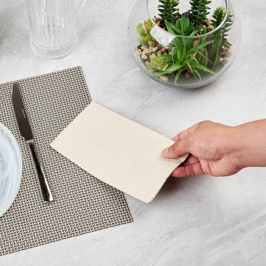 Restaurantware-Saving Nature 17 x 15 Inch Disposable Napkins For Party, 3000 Durable Restaurant Napkins - 2 Ply, With Snowflake Designs, Kraft Paper Napkin, Sustainable, For Cafes Or Homes