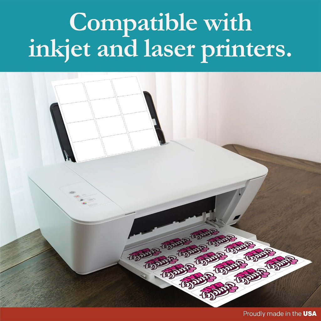 Premium Label Supply White Sticker Labels – 2.625' x 2' – Laser/Inkjet Compatible – (15 per Sheet), 1000 Sheets – 15,000 Total Adhesive Labels