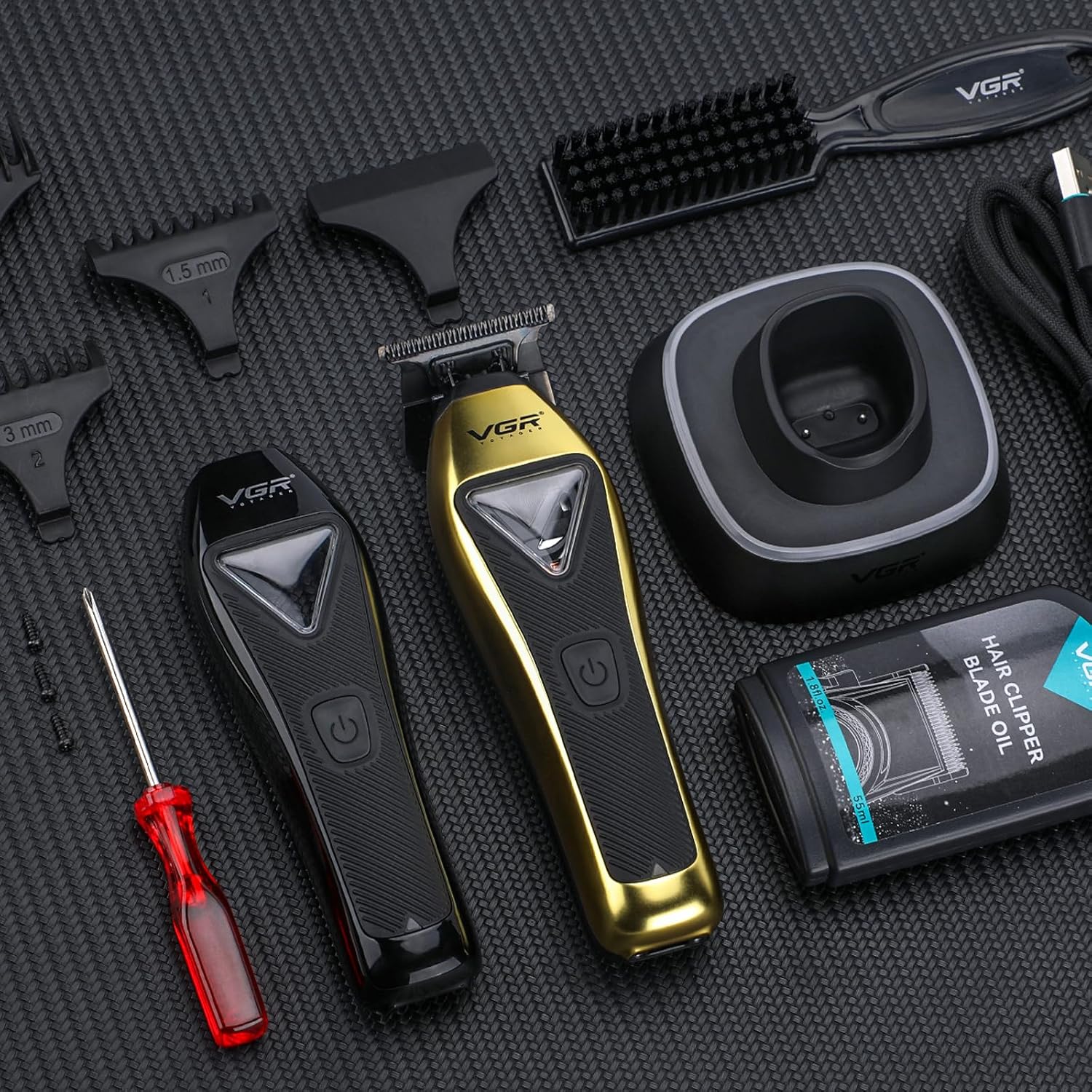 VGR 994 Vector Motor Hair Trimmer for Men, 10000 RPM Professional Hair Clippers Beard Trimmer, DLC T Blade Trimmers for Barbers, Cordless Zero Gapped Line Up Clippers with Metal Body, Travel Case