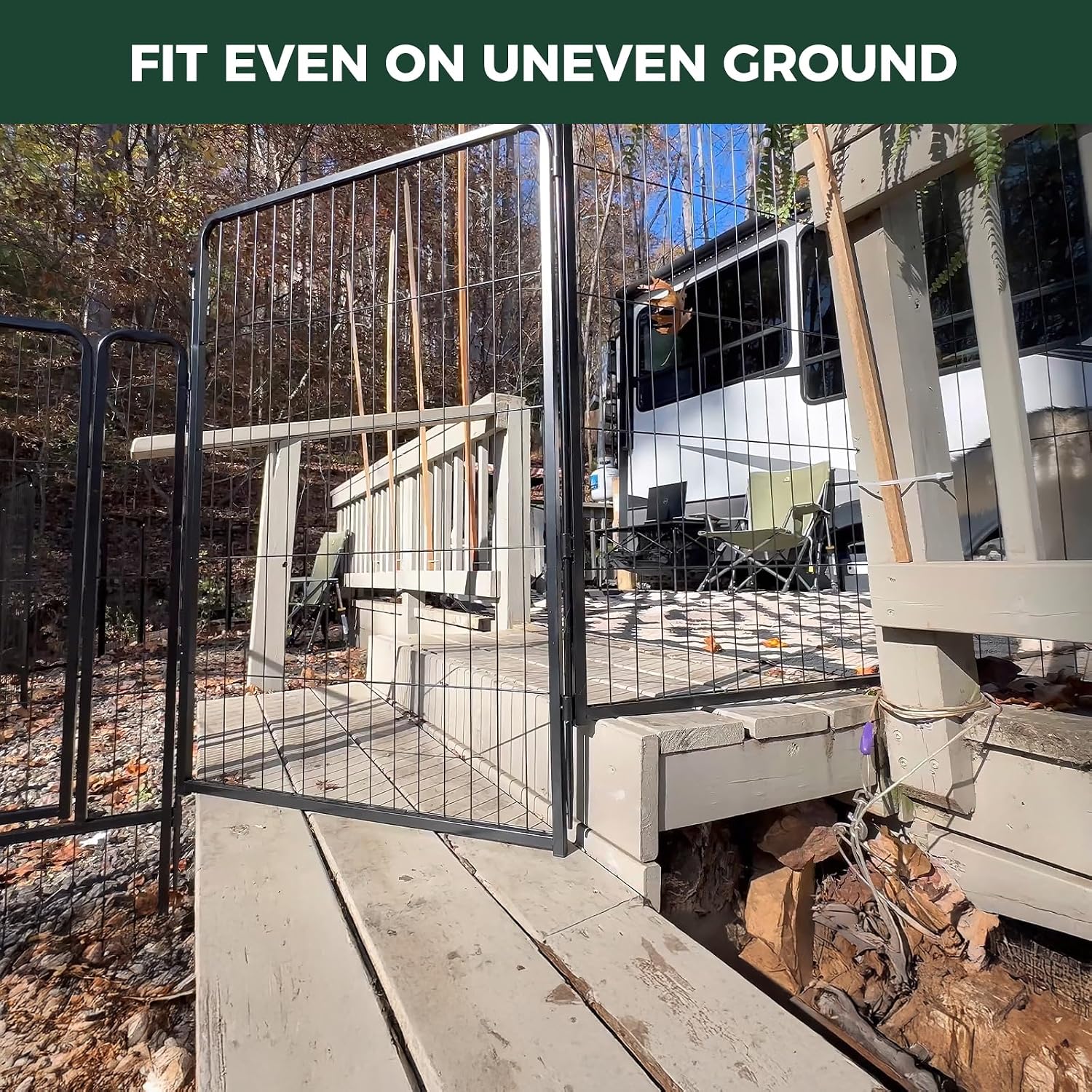 FXW Instant Unleashed Dog Playpen, Portable Pet Fence for Outdoor, RV Trips, and Camping, 45 inch, 16 Panels for Large Dogs with RV Step Grid│Patented