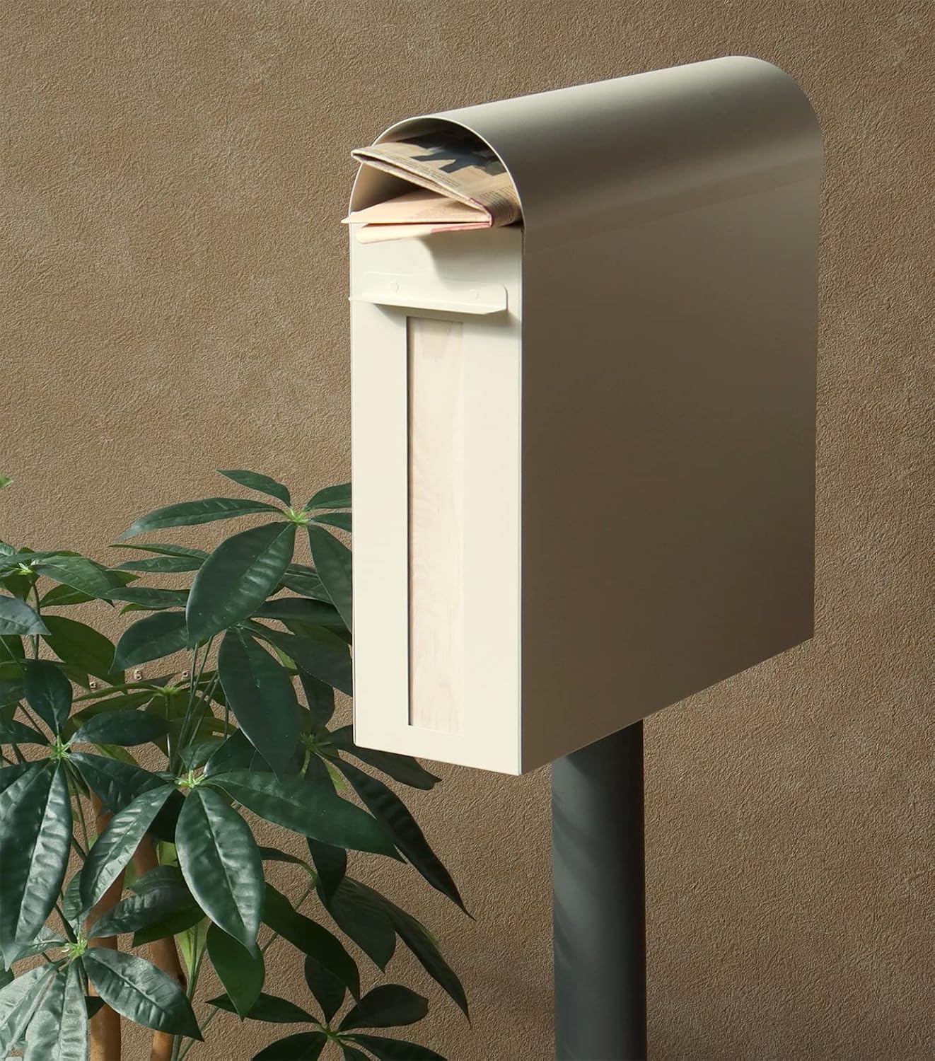 SDM-026 Spano Stand Post, Greige, Postbox, Mailbox, Stylish, Mailbox, Delivery Box, Scandinavian Style, With Keys, Freestanding, Stand, High Type, Entryway, Home Use