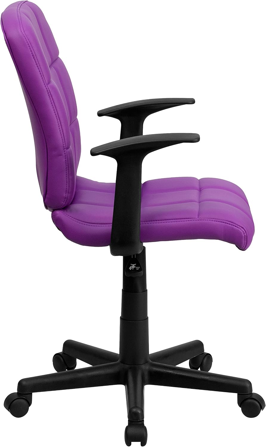 Flash Furniture Clayton Mid-Back Purple Quilted Vinyl Swivel Task Office Chair with Arms