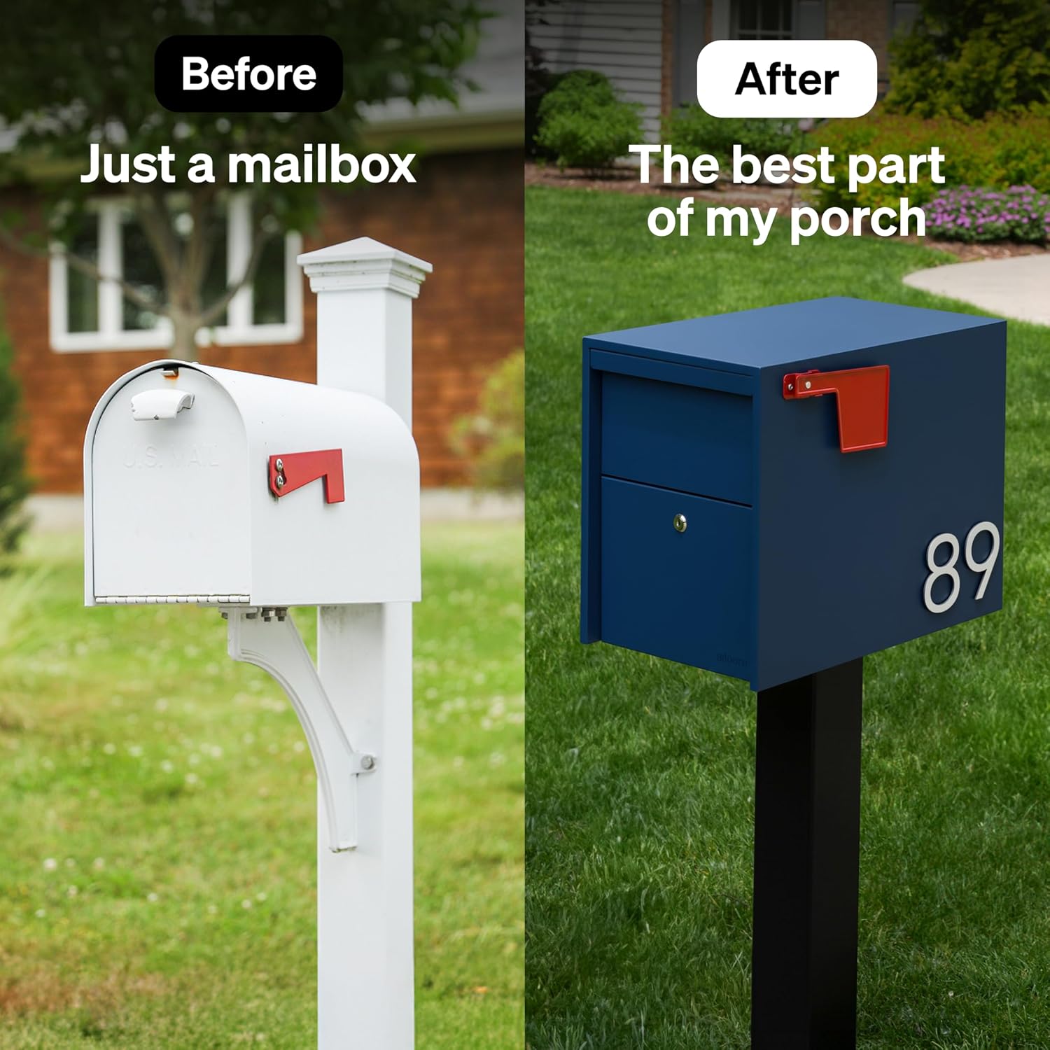 Adoorn Lockable Post Mount Mailboxes for Outside - Large Anti-Theft Locking Mailbox for Packages and Letters - Weatherproof Construction - Durable Steel - 15.5' H x 12' W x 18.5' D - Navy