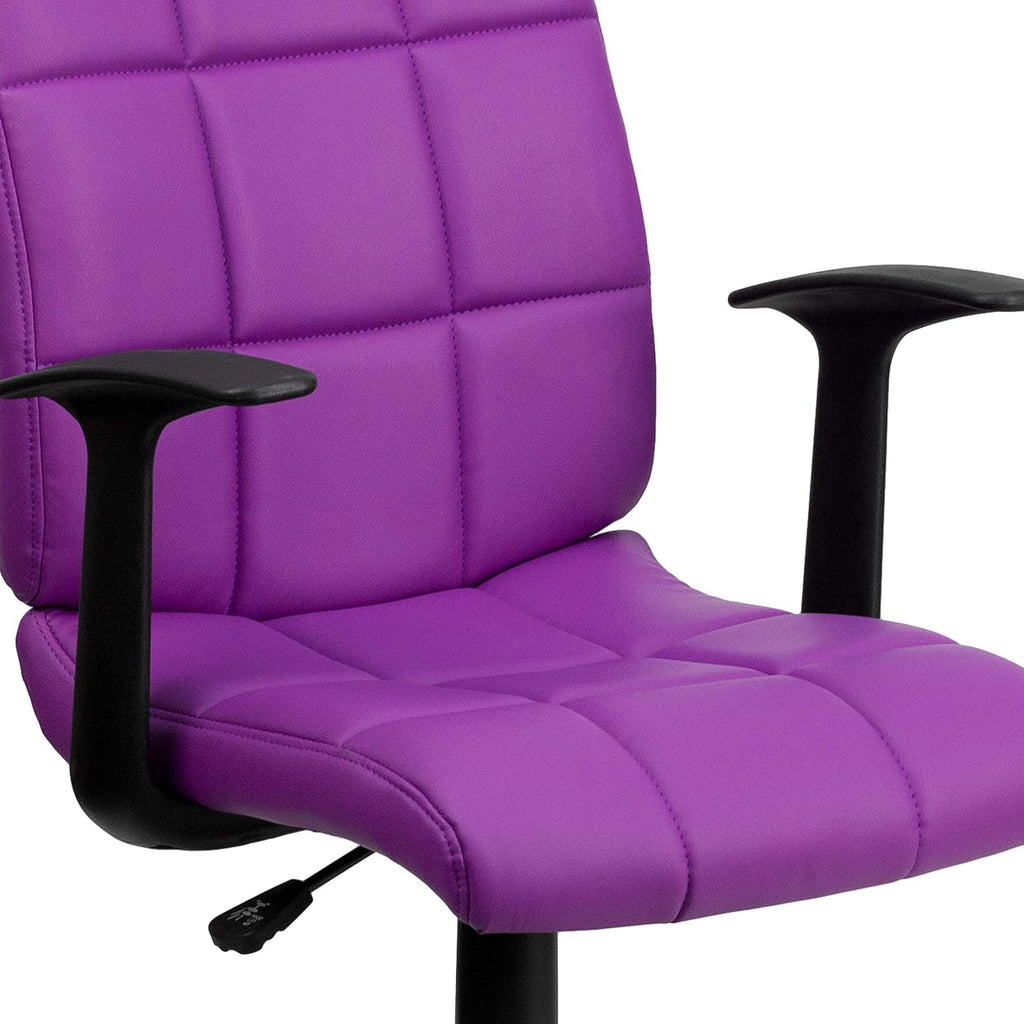 Flash Furniture Clayton Mid-Back Purple Quilted Vinyl Swivel Task Office Chair with Arms