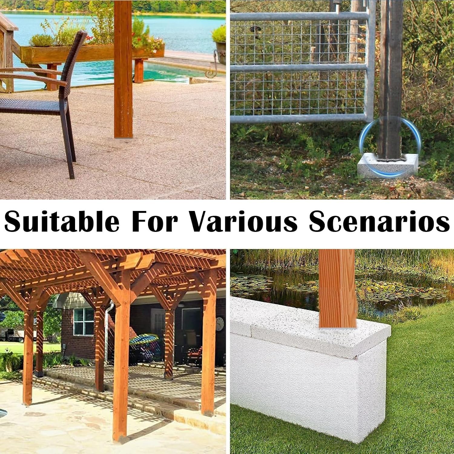 Post Anchor Base Bracket - Adjustable Support for Concrete, Ideal for Mailbox Railing Stands and Temporary Shelters/Solar Panel Mounts