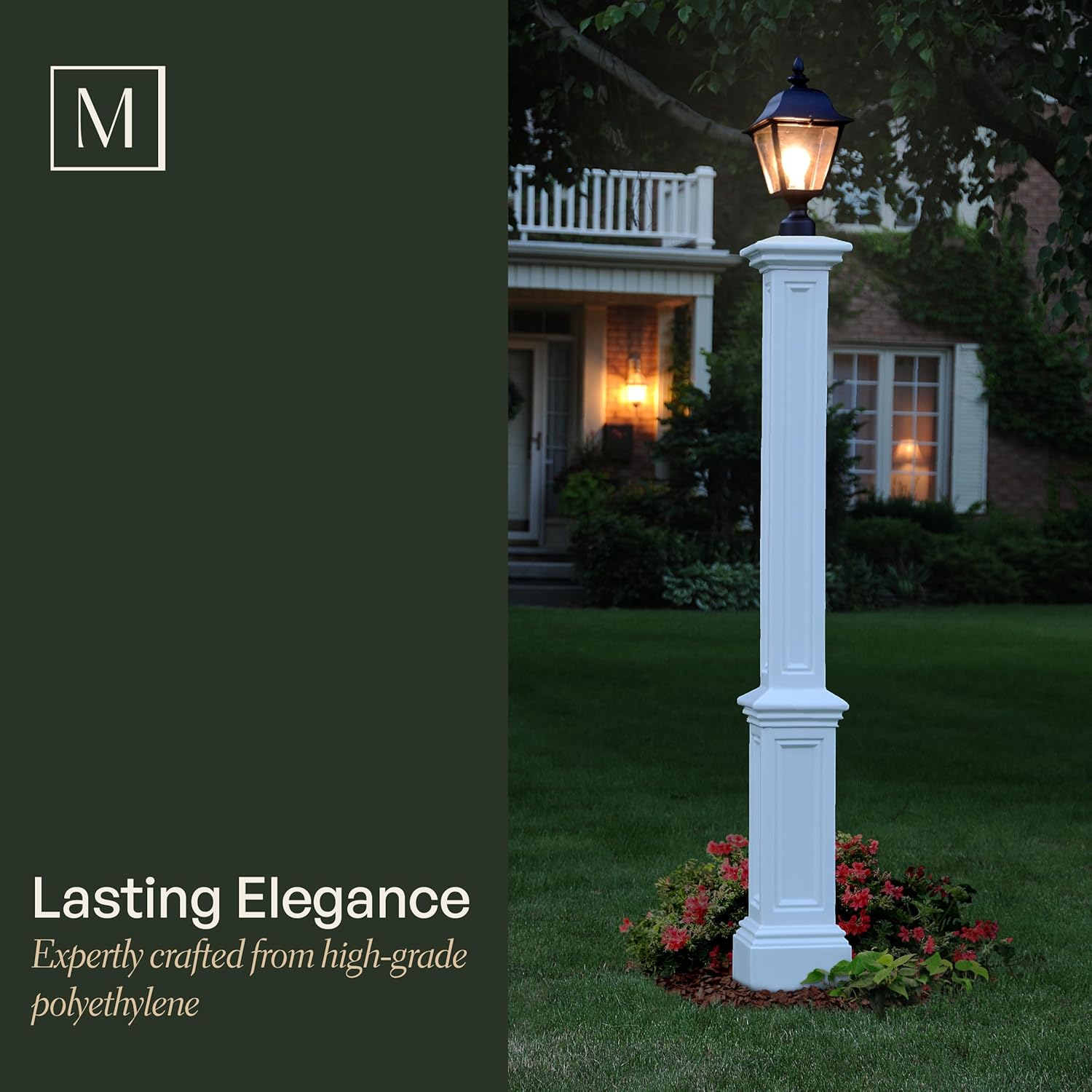 Mayne Signature Heavy Duty Outdoor Lamp Post with Mount - Easy Install for Porch & Patio Lights, Weather & Fade Resistant, Shock Resistant, Long Lasting Outdoor Lighting Fixtures, White