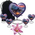 Motorcycle Urn for Ashes Adult Male - Purple Small Urns for Human Ashes Keepsake- Funeral & Burial Urn for Female & Male - Memorial Gift for Grandfather - Combo 10 Inch & 3 Inch, Pack of 5