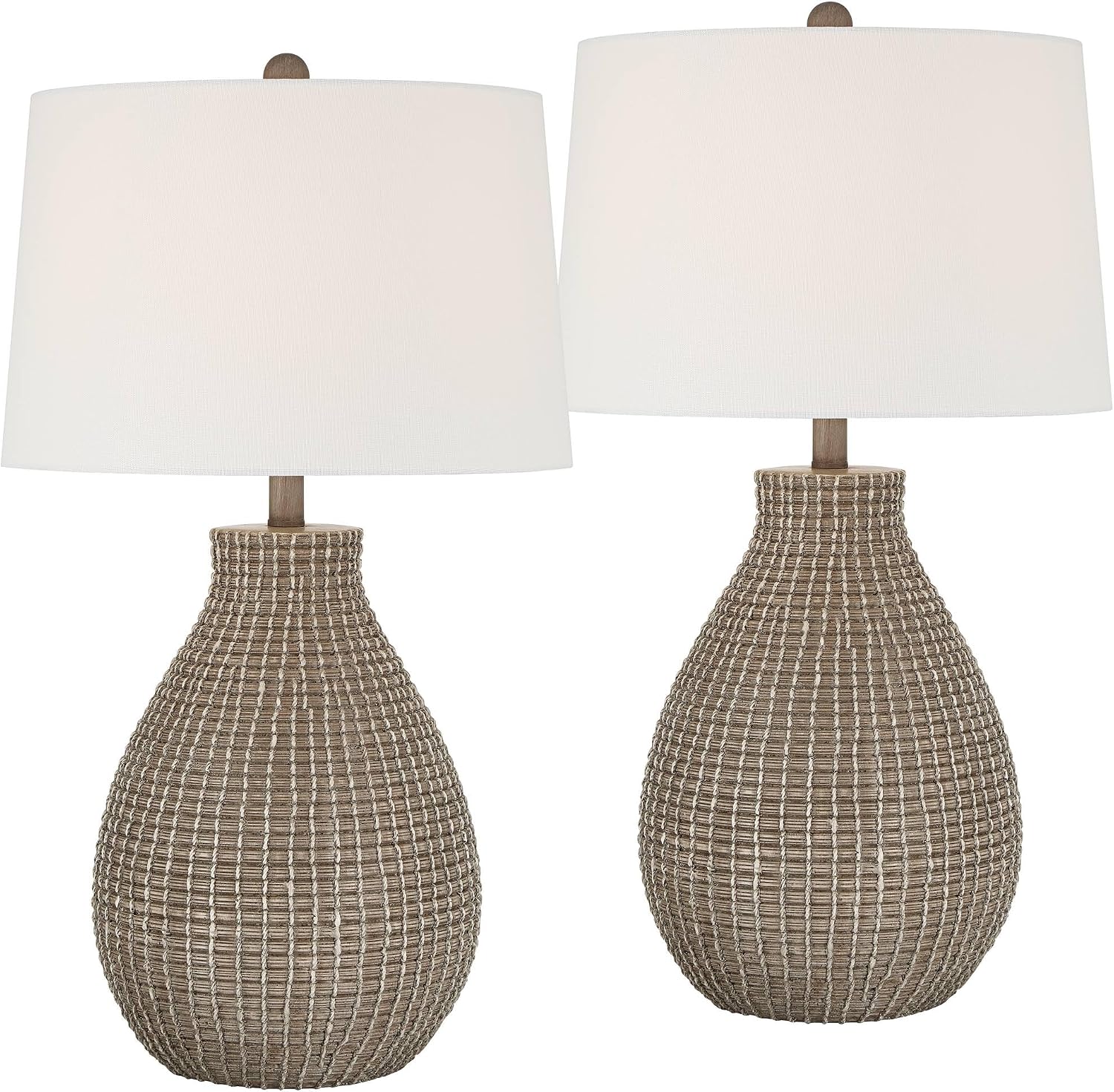 360 Lighting Adelyn 28' High Natural Beige Gourd Table Lamp Set of 2
