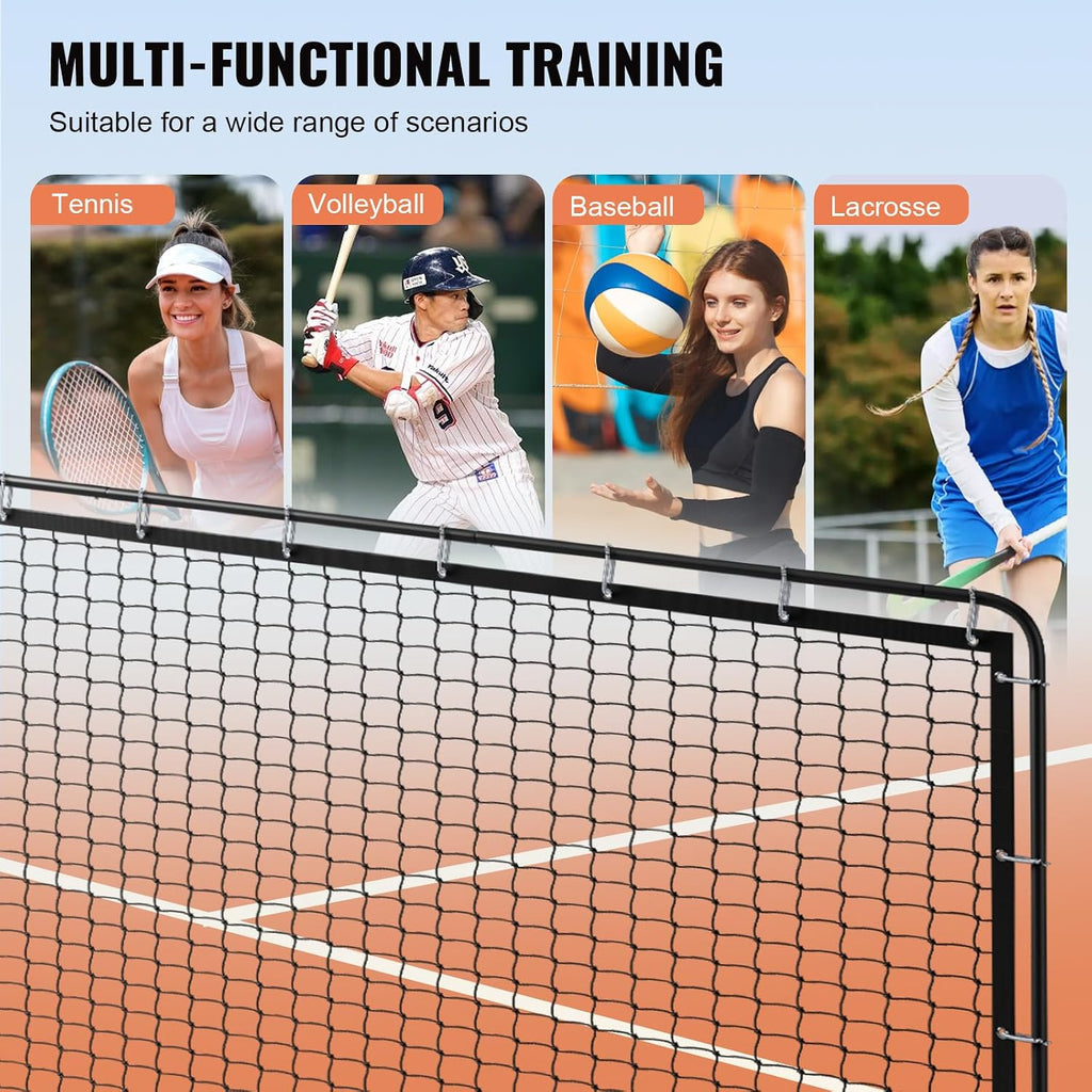 9.4ft x 7.4ft Tennis Rebounder Net, Tennis Rebounder Trainer, Multi-Sport Training Bounce Back Net for Tennis, Baseball, Lacrosse, Hockey, Softball, Pickleball, Ball, for Backyard and Indoor & Outdoor