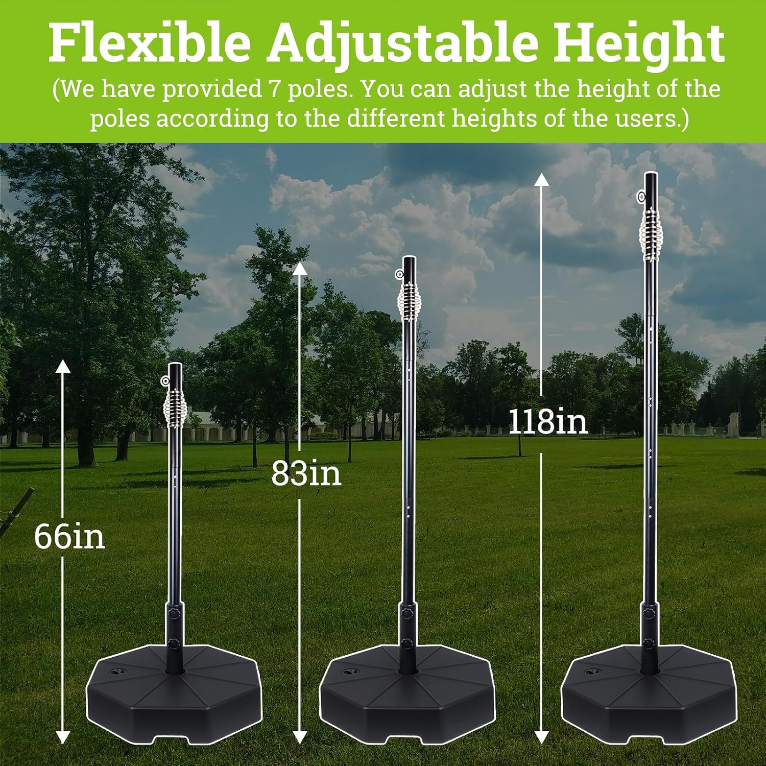 Tetherball Tennis&Tetherball Set with Sturdy Base,Tetherball Equipment for Backyard,with 9.83 Feet Adjustable Height Pole,2 Tennis Balls,2 Rackets,1 Tetherball with Rope,Fun Family Lawn Game (Black)