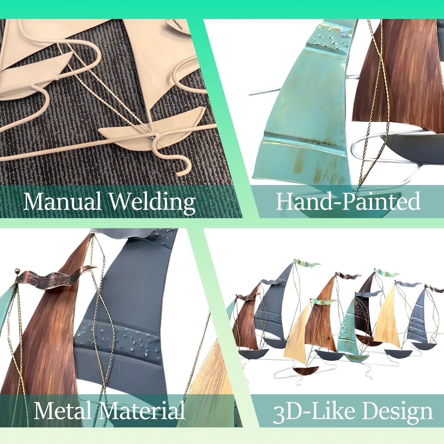 edaknez Large Metal Sailboat Wall Decor, 51' x 26' Ship Metal Wall Art | Coastal Nautical Boat Wall Hanging, Large Ship Wall Sculptures, for Living Room Bedroom Indoor Ourdoor Ocean Beach
