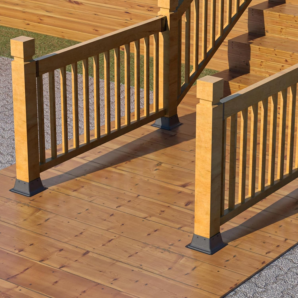 SPACEEUP 4x4 Post Base 20 Pcs, Inner Size 3.6'x3.6' Deck Post Base, Heavy Duty Powder-Coated Post Anchor Black Wood Post Brackets for Decking Porch Railing Support