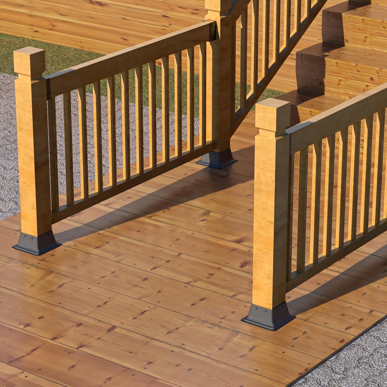 SPACEEUP 4x4 Post Base 20 Pcs, Inner Size 3.6'x3.6' Deck Post Base, Heavy Duty Powder-Coated Post Anchor Black Wood Post Brackets for Decking Porch Railing Support