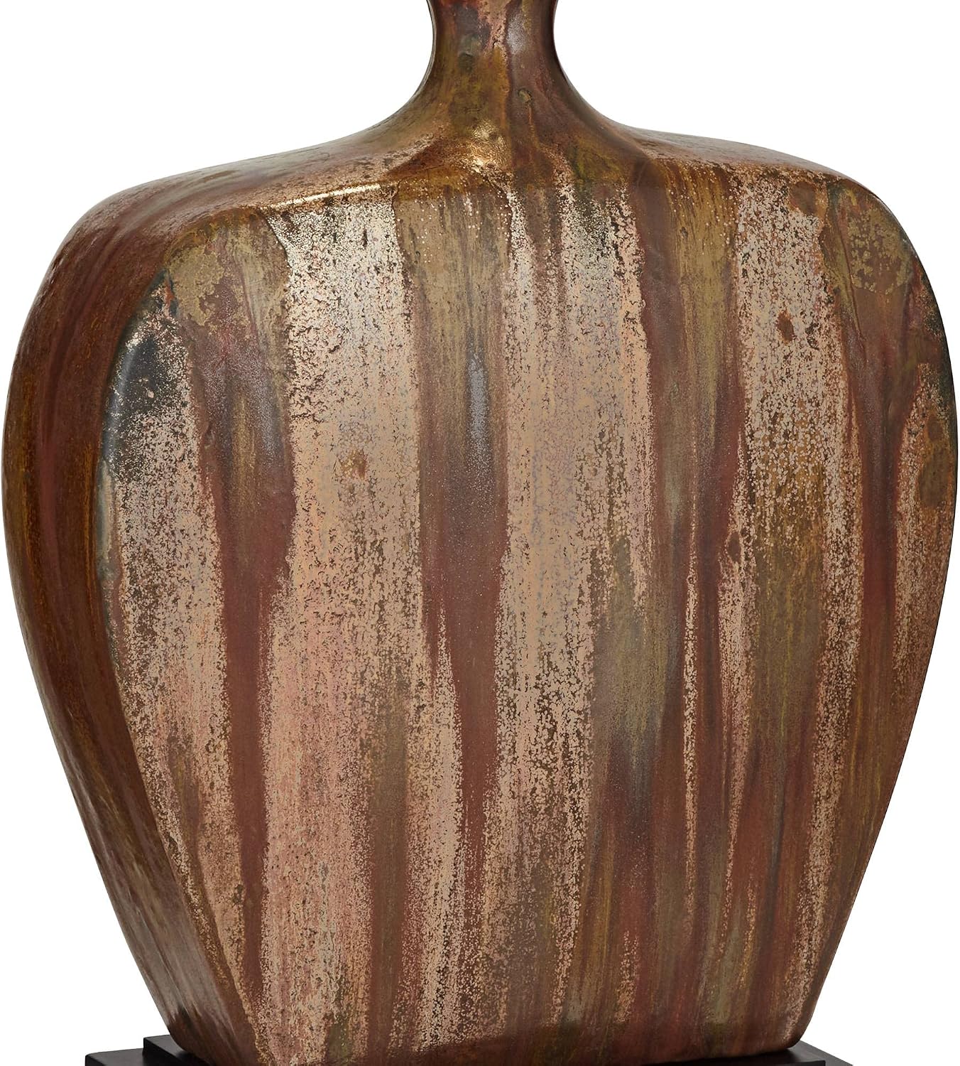 Possini Euro Design Julius Mid Century Modern Table Lamp 27' Tall Brown Ceramic Copper Drip Rectangular Fabric Shade Decor for Living Room Bedroom House Bedside Home Office (Color May Vary)