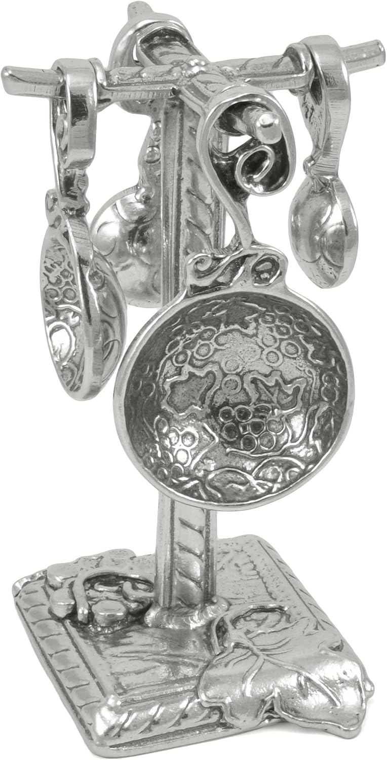 Crosby & Taylor Vineyard Pewter Measuring Spoon Set on Pewter Display Post