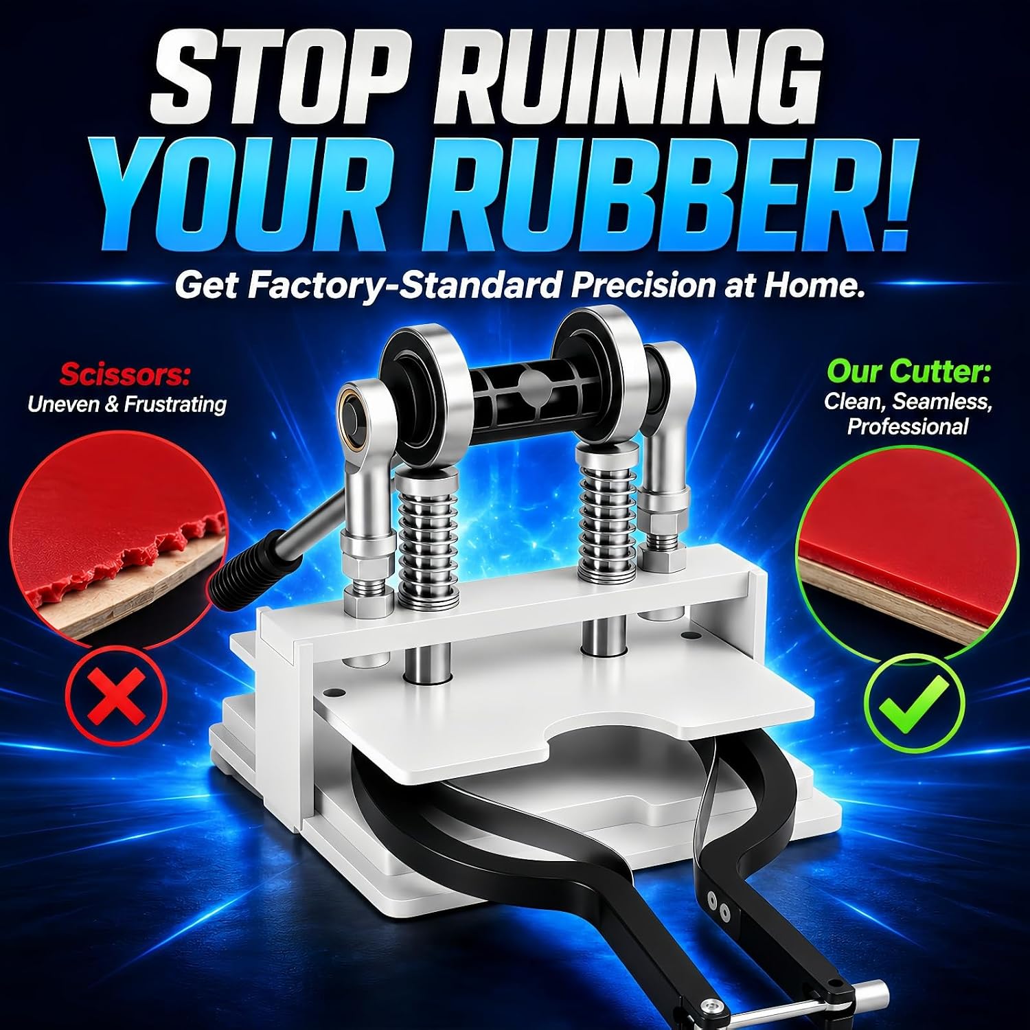 Professional Table Tennis Rubber Cutter | Heavy-Duty Racket Trimming Machine for Round Paddles | Blade-Safe, Factory-Precision with 2 Industrial Tungsten Carbide Blades