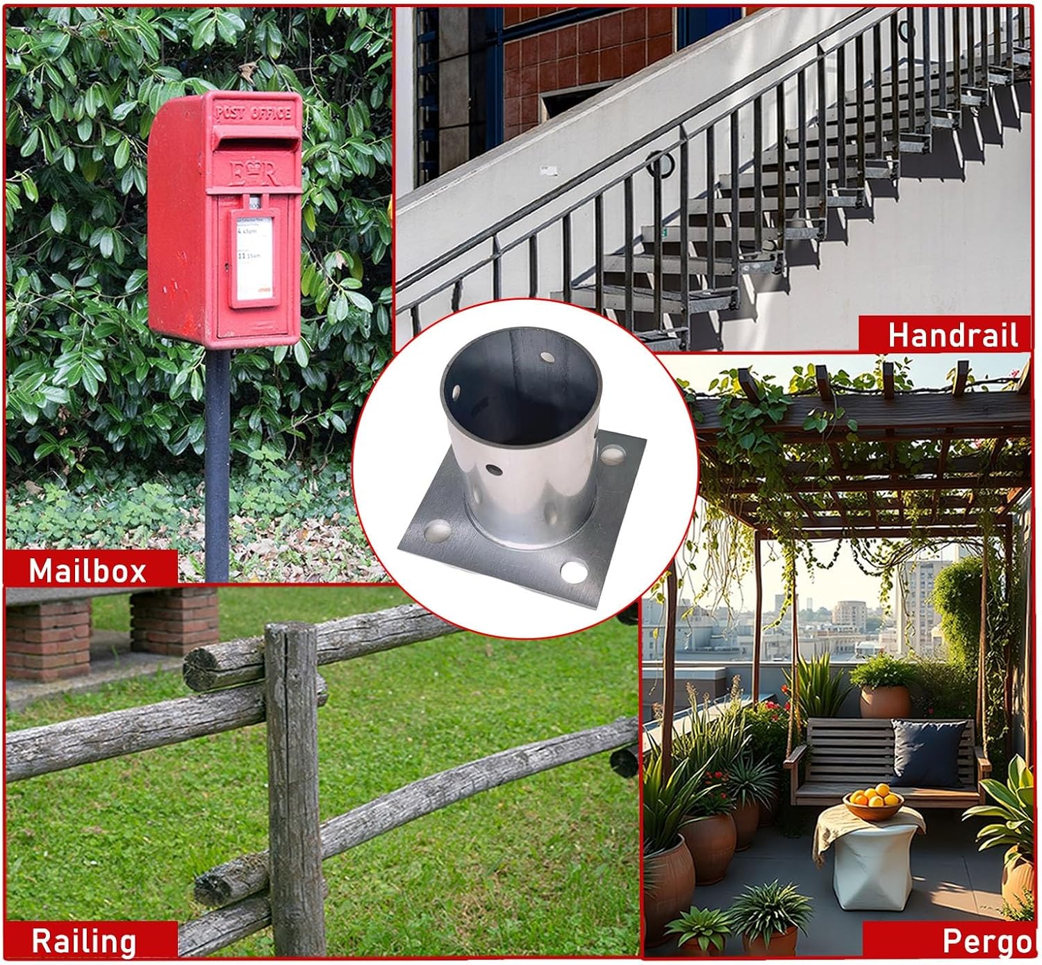 LZMZMQ 3.5 4 Inch Round Post Base, Stainless Steel Flange Anchor Base for Porch/Handrail/Railing/Fences/Mailboxes/Deck Roof, Surface Mount Post Base, 1 2 4 6 10 Pack(2pcs,Dia 110mm(4-3/10'))