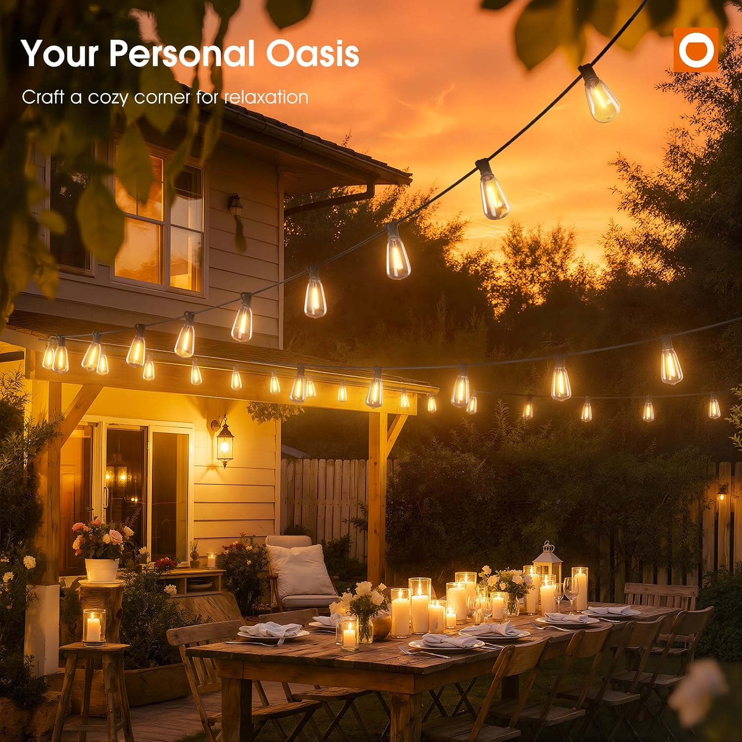 addlon 400FT(50FT*8) Outdoor String Lights with Remote,Waterproof Patio Lights ETL Listed with Shatterproof Dimmable ST38 LED Bulbs Connectable Outdoor Lighting for Backyard Bistro Garden Bistro